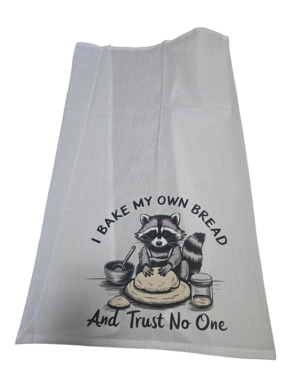 Funny Raccoon Baking Towel  ‘I Bake My Own Bread’ Kitchen Decor Gift. TOWEL5